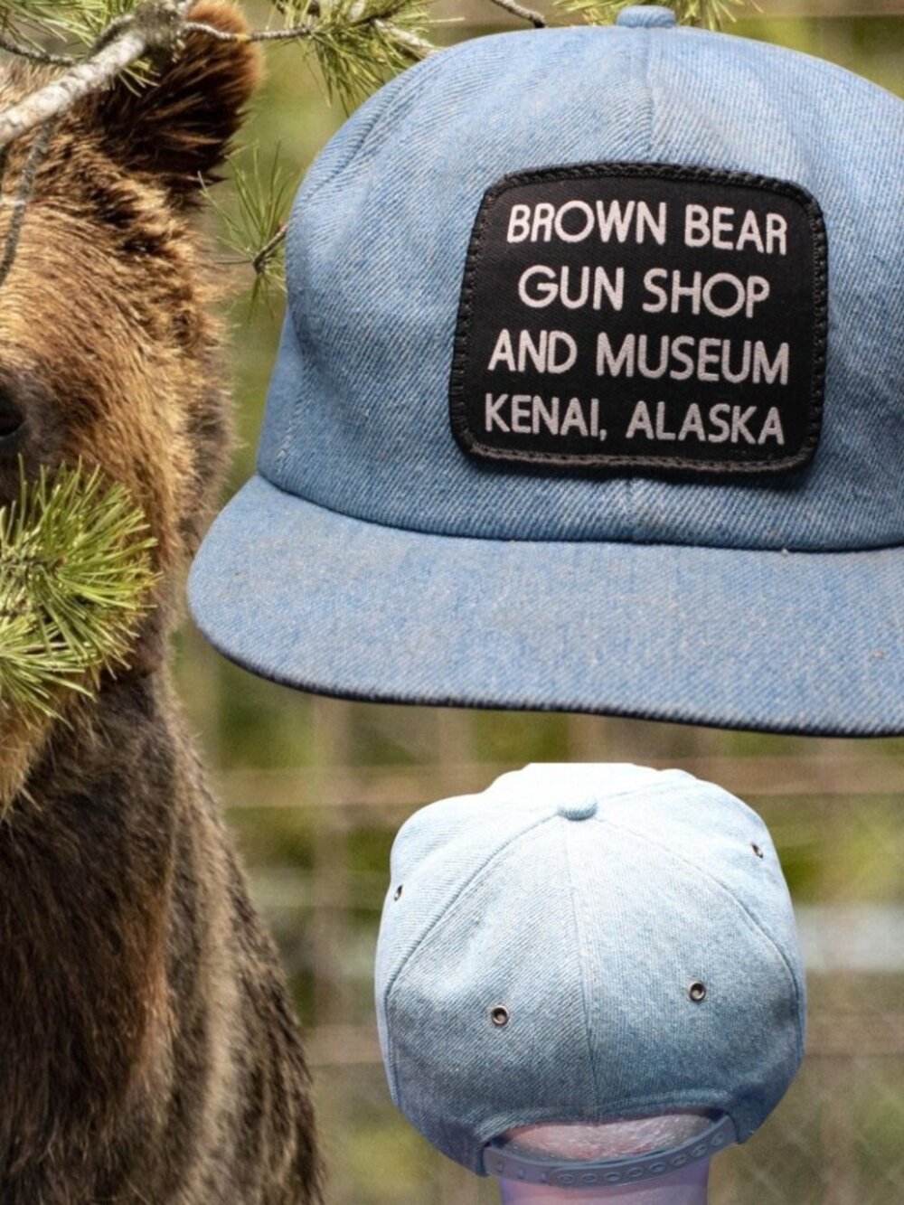 RARE VINTAGE KENAI ALASKA Brown Bear Gun Shop Museum Hat Cap Hunting